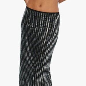 WeWoreWhat Geo Crystal Midi Skirt in Black – NWT Size S